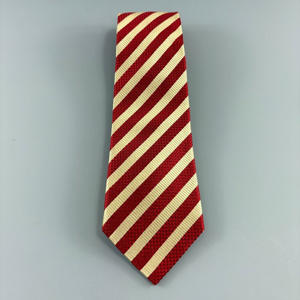 Marcus Fontana Red / Cream Striped Men's Tie 4" x 60"